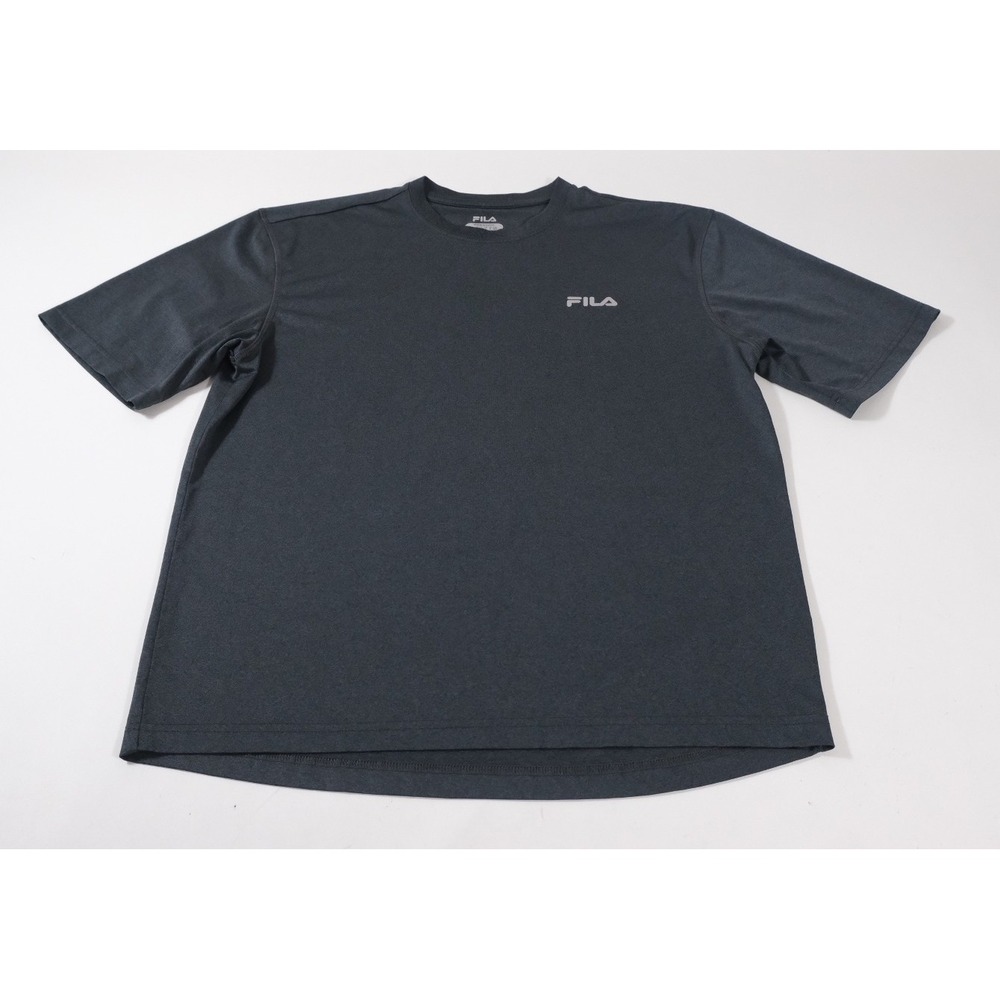 Fila Shirt Mens L Gray Performance Short Sleeve Crew Neck‎ Athletic Logo Tee
